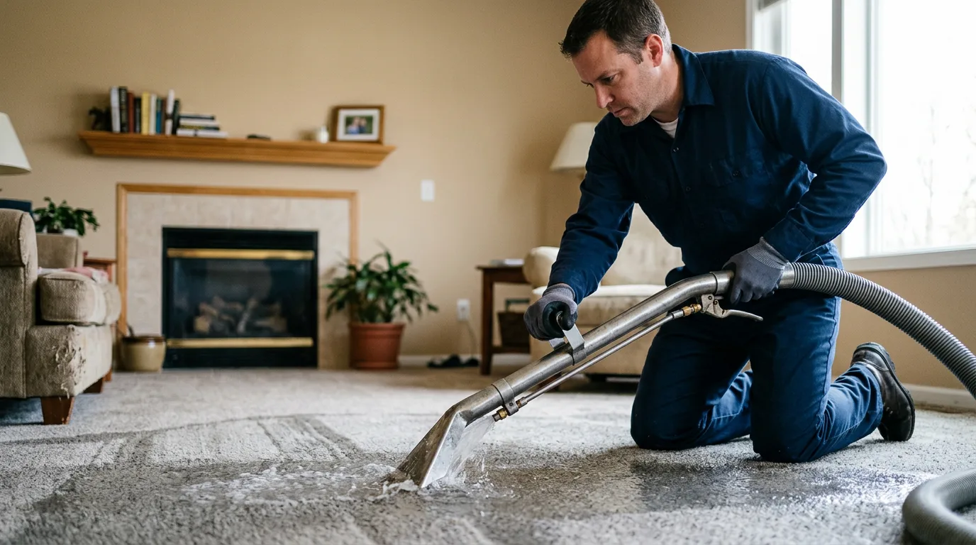 Water damage restoration technician working near East Montpelier, VT